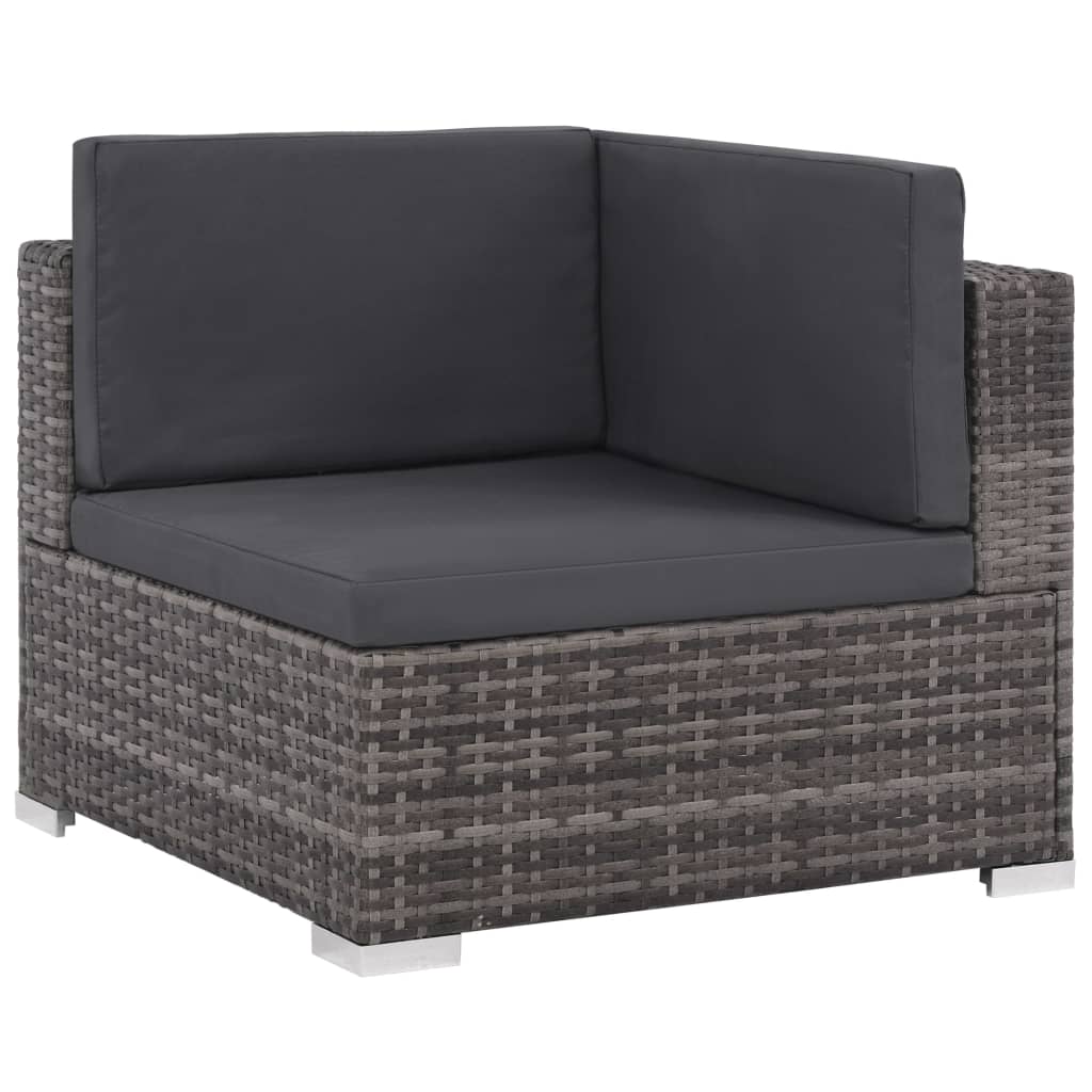 Set Divani da Giardino 7 pz con Cuscini in Polyrattan Grigio