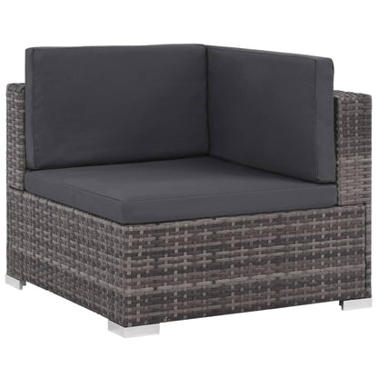 Set Divani da Giardino 7 pz con Cuscini in Polyrattan Grigio