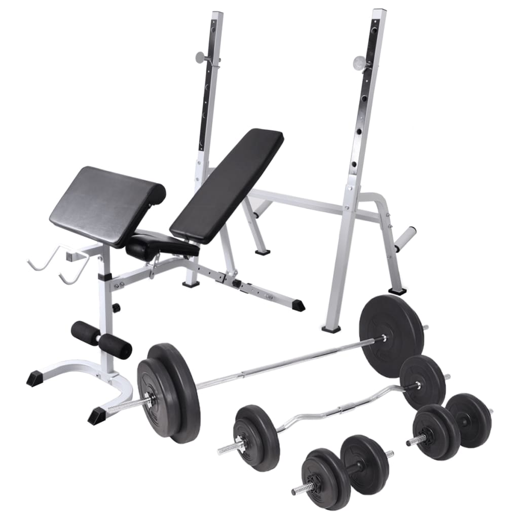 Panca Multifunzione con Rack Bilanciere e Set Manubri 90 kg