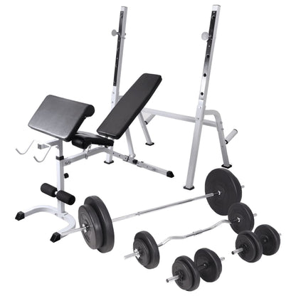 Panca Multifunzione con Rack Bilanciere e Set Manubri 90 kg