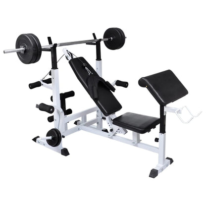 Panca Multifunzione con Bilanciere e Set di Manubri 90 kg