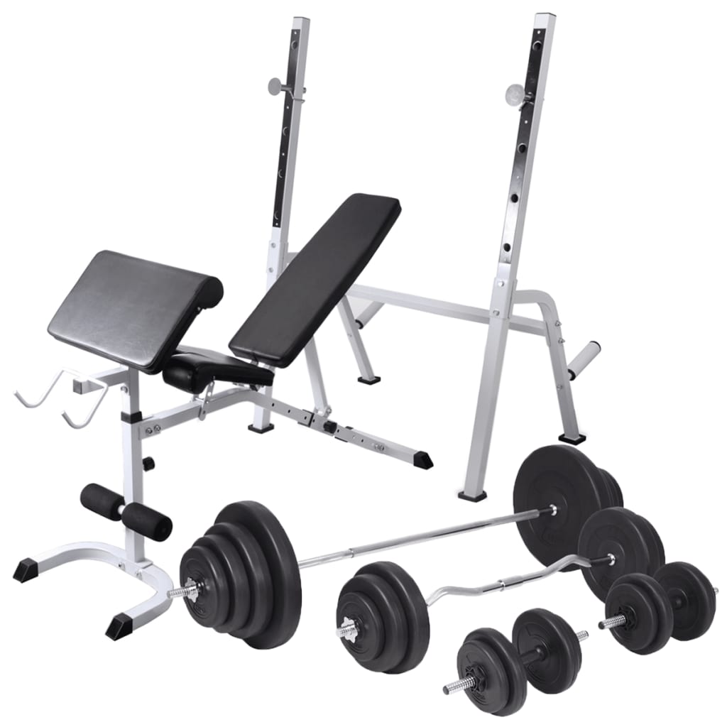 Panca Multifunzione con Rack Bilanciere e Set Manubri 120 kg