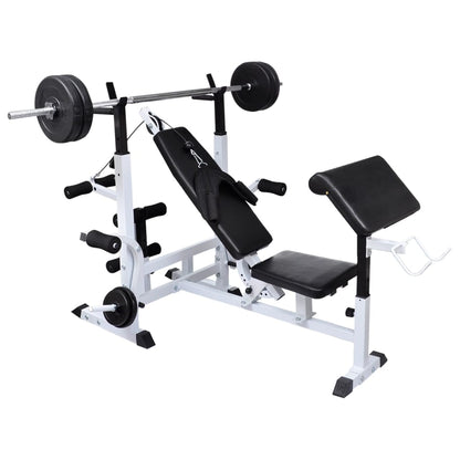 Panca Multifunzione con Bilanciere e Set di Manubri 120 kg