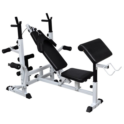 Panca Multifunzione con Bilanciere e Set di Manubri 120 kg