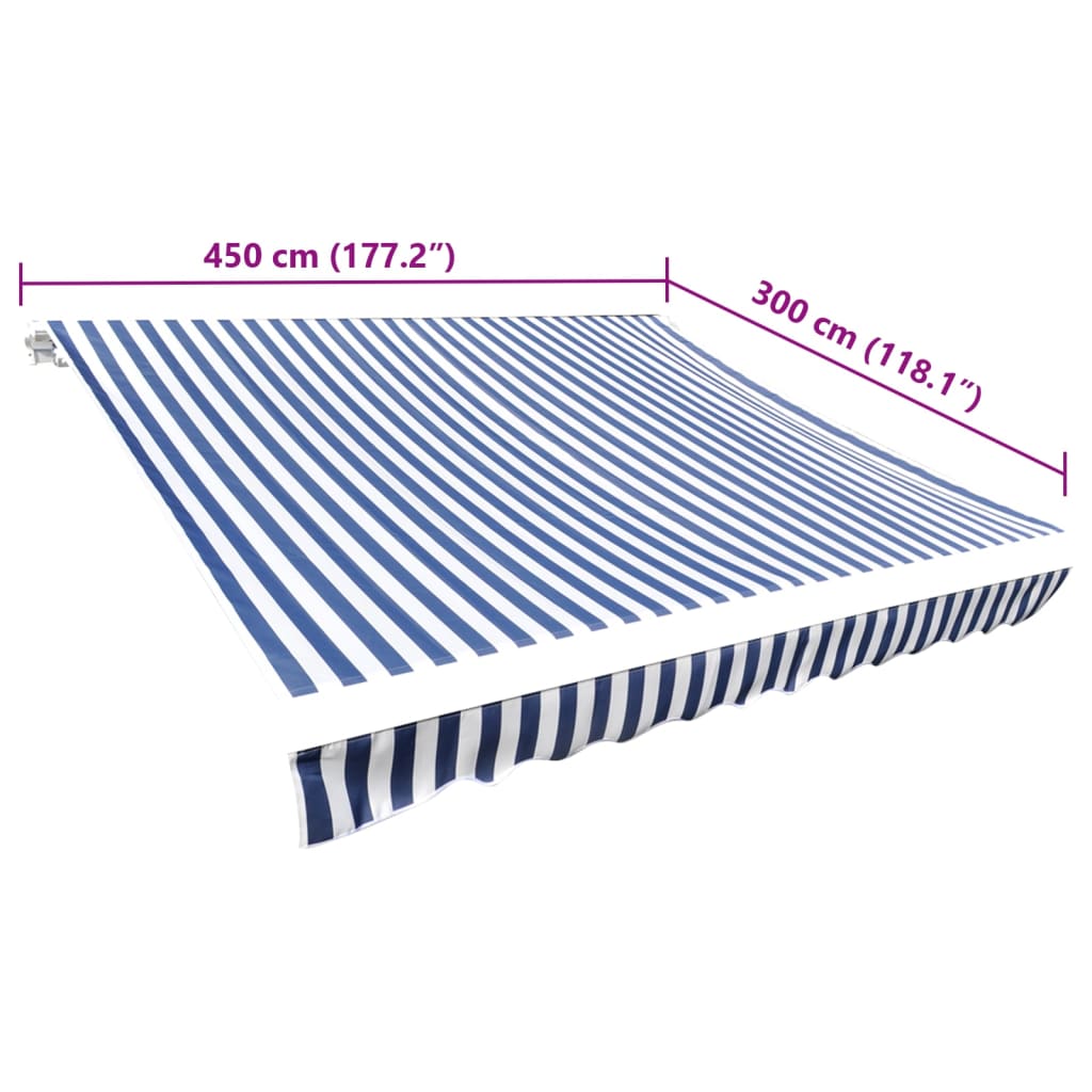 Tendone Parasole in Tela Blu e Bianco 4,5x3 m