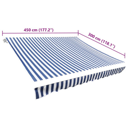 Tendone Parasole in Tela Blu e Bianco 4,5x3 m