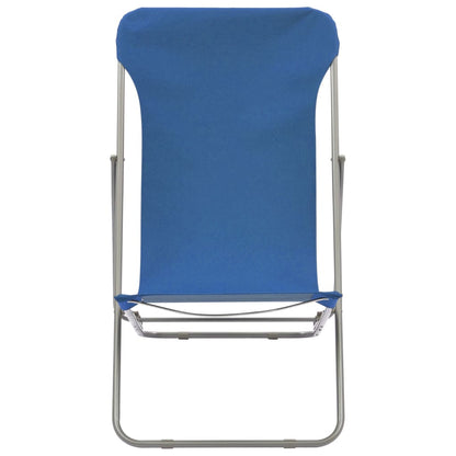 Sedie da Spiaggia Pieghevoli 2 pz Acciaio e Tessuto Oxford Blu