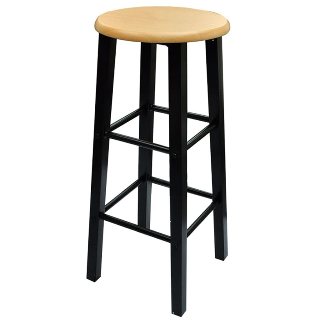 Tavolo e Sgabelli da Bar Set 3 pz in Legno e Acciaio