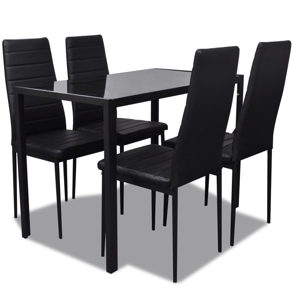 Set da Pranzo 5 pz in Pelle Artificiale Nero