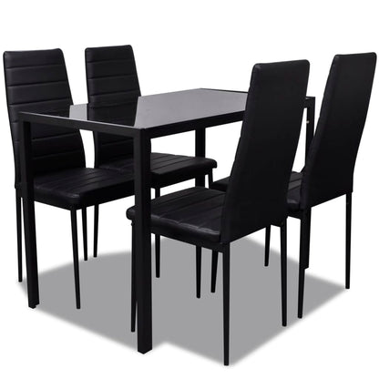 Set da Pranzo 5 pz in Pelle Artificiale Nero