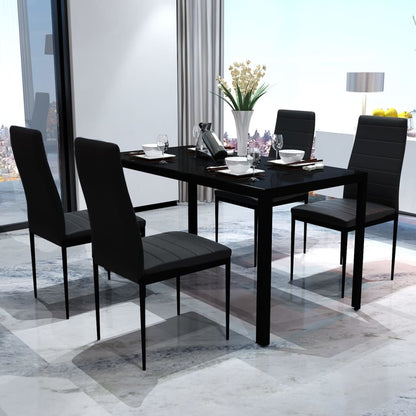 Set da Pranzo 5 pz in Pelle Artificiale Nero