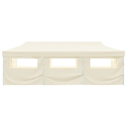 Tenda Pieghevole Pop-Up con 8 Pareti Laterali 3x9 m Crema