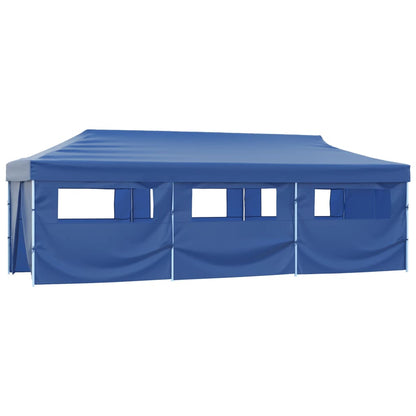 Tenda Pieghevole Pop-Up con 8 Pareti Laterali 3x9 m Blu