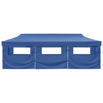 Tenda Pieghevole Pop-Up con 8 Pareti Laterali 3x9 m Blu