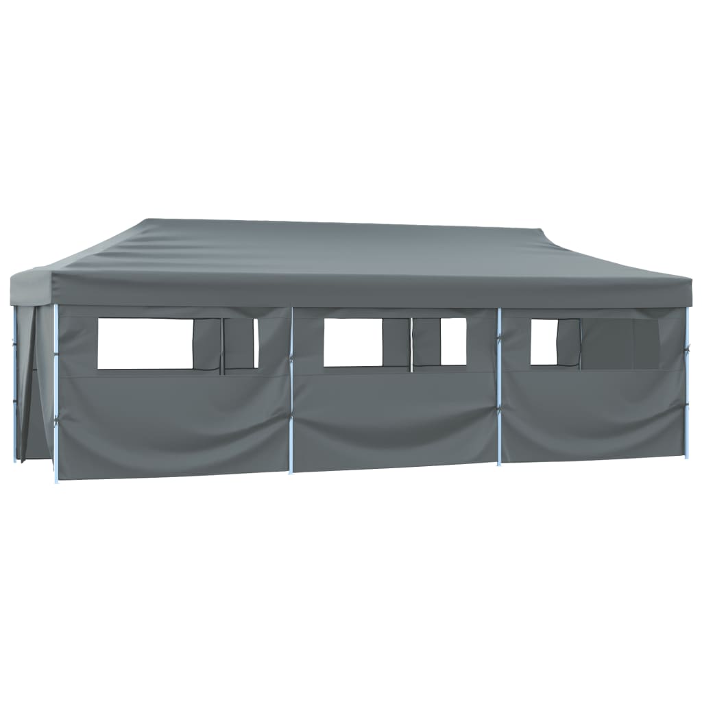 Tenda Pieghevole Pop-Up con 8 Pareti Laterali 3x9 m Antracite
