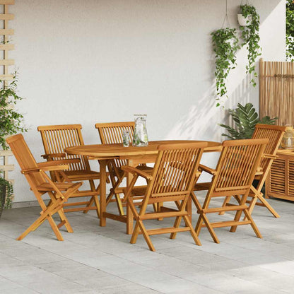 Set da Pranzo da Giardino 7 pz in Legno Massello di Teak