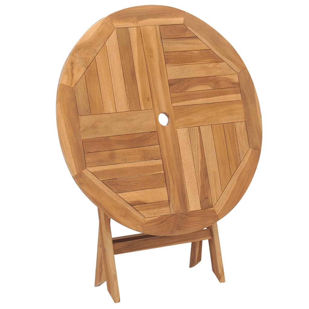 Tavolo da Giardino Pieghevole 85x76cm in Legno Massello di Teak