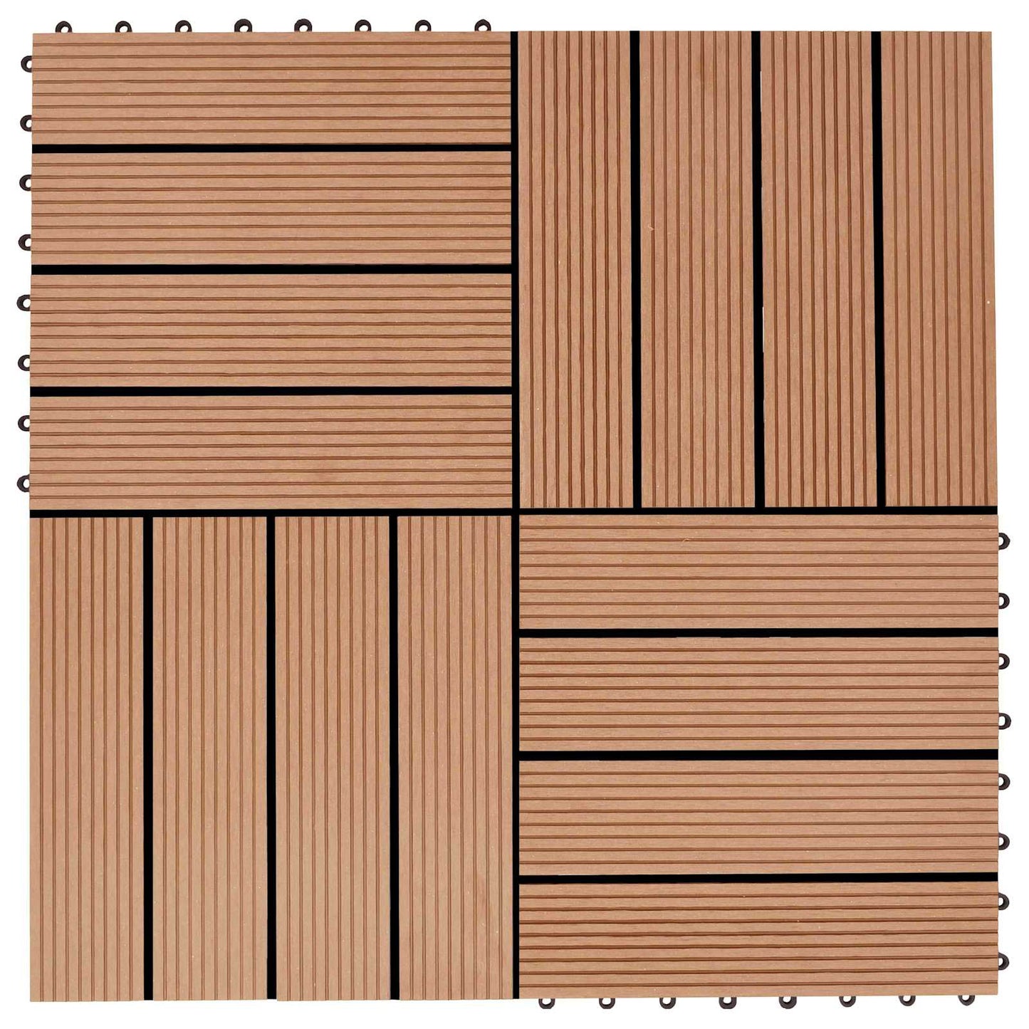 Piastrella per Decking 11 pcs Teak riciclato 30 x 30 cm WPC