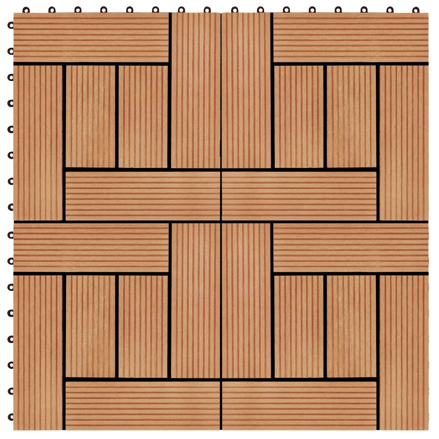 Piastrella per Decking 11 pcs Teak riciclato 30 x 30 cm WPC