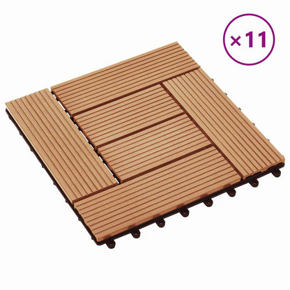 Piastrella per Decking 11 pcs Teak riciclato 30 x 30 cm WPC