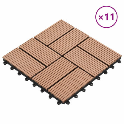 Piastrella per Decking 11 pcs Marrone 30 x 30 cm WPC