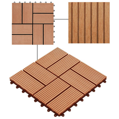 Piastrelle per Decking in WPC 11 pz 30x30cm 1mq Colore Teak