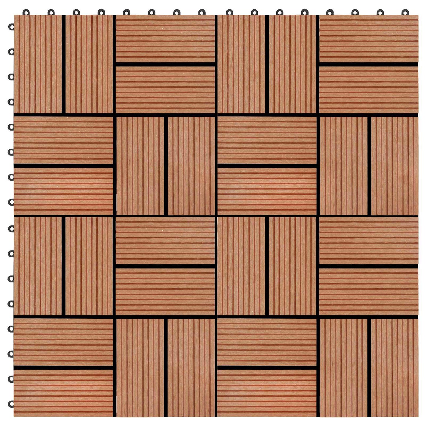 Piastrella per Decking 11 pcs Teak riciclato 30 x 30 cm WPC