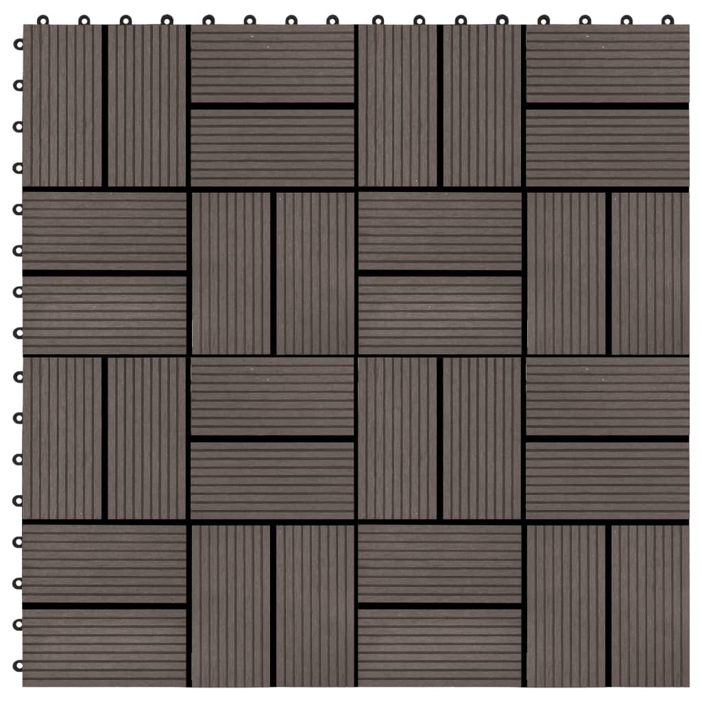 Piastrelle per Decking in WPC 11 pz 30x30cm 1mq Marrone Scuro