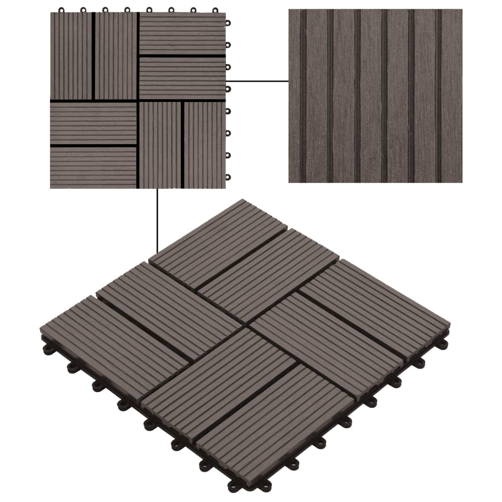 Piastrelle per Decking in WPC 11 pz 30x30cm 1mq Marrone Scuro