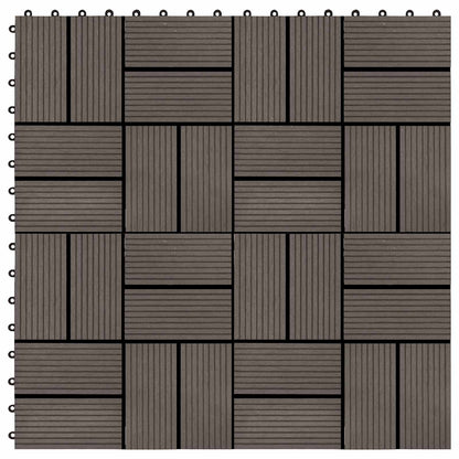 Piastrella per Decking 11 pcs Marrone Scuro 30 x 30 cm WPC
