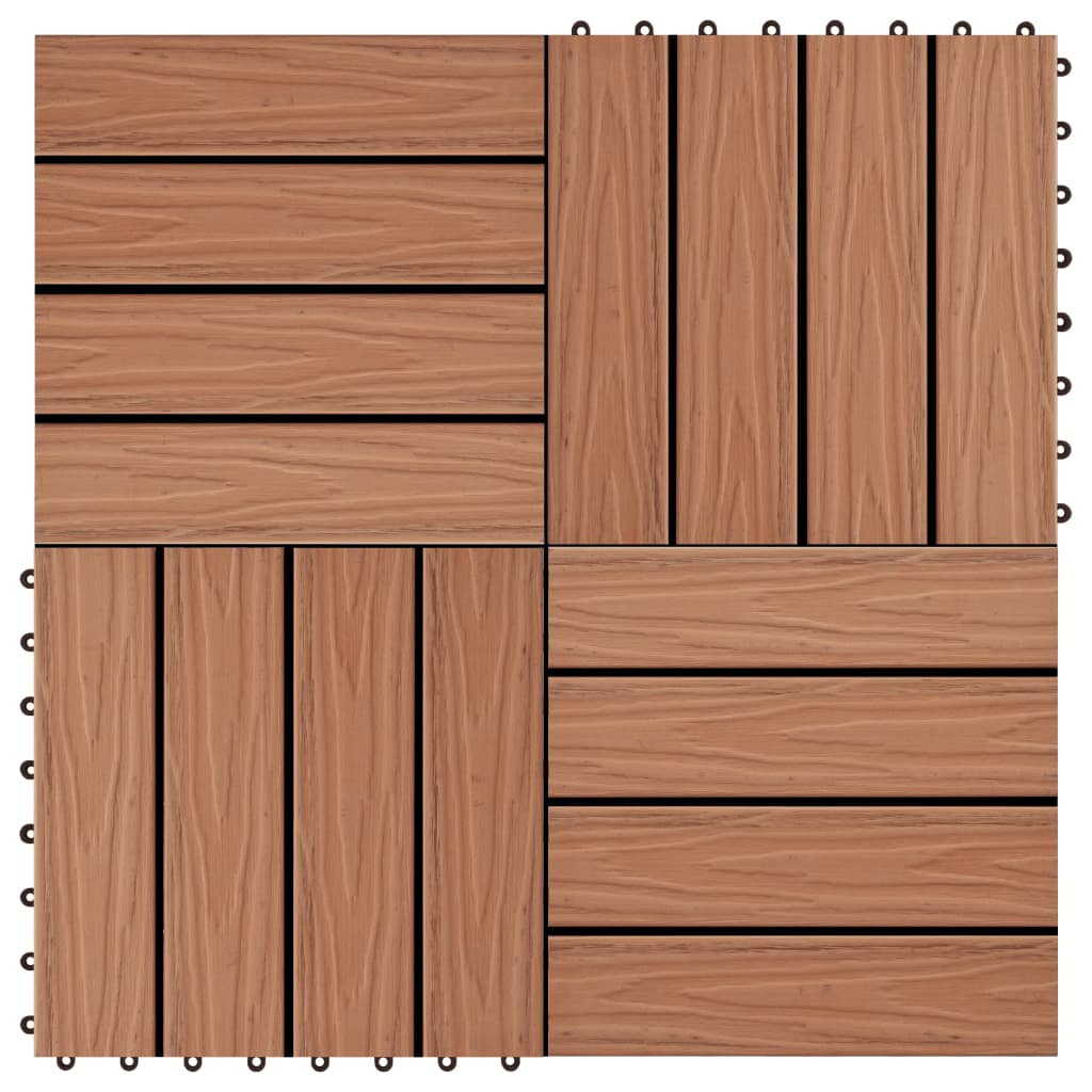 Piastrelle 11 pz Goffrature WPC 30x30 cm 1 mq Marrone Chiaro