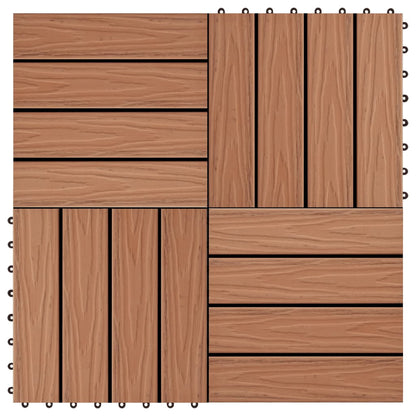Piastrelle 11 pz Goffrature WPC 30x30 cm 1 mq Marrone Chiaro