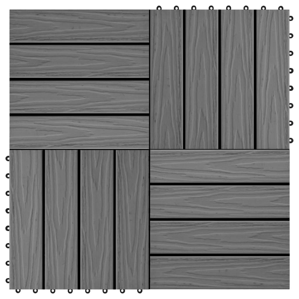 Piastrelle Decking 11 pz Goffrature WPC 30x30 cm 1 mq Grigio