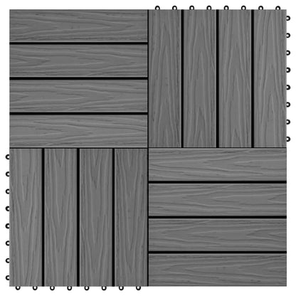 Piastrelle Decking 11 pz Goffrature WPC 30x30 cm 1 mq Grigio