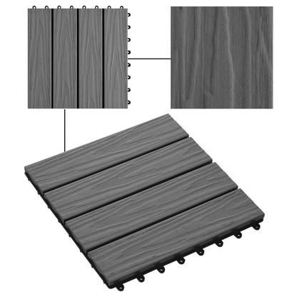 Piastrelle Decking 11 pz Goffrature WPC 30x30 cm 1 mq Grigio