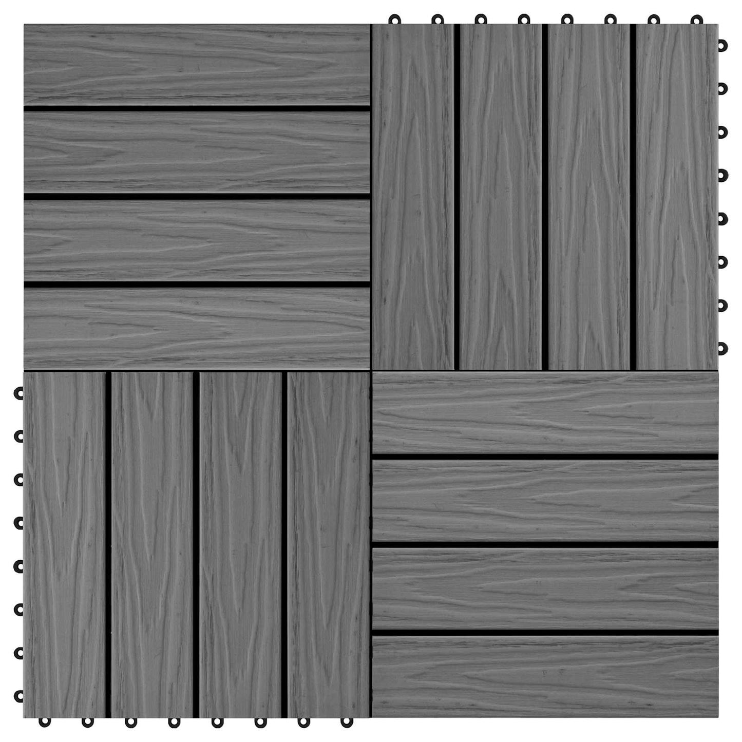 Piastrella per Decking Design 3D 11 pcs Grigio 30 x 30 cm WPC