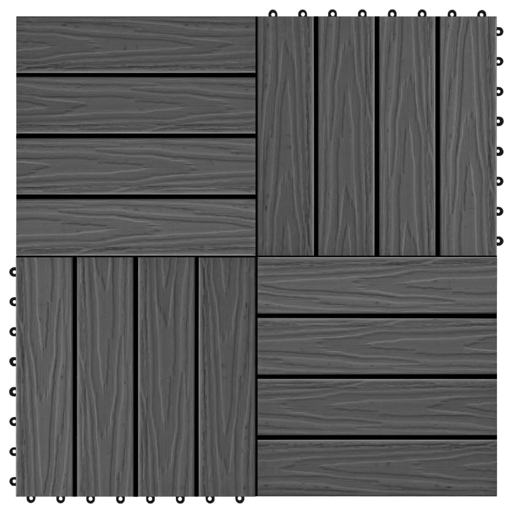Piastrelle per Decking 11 pz Goffrature WPC 30x30 cm 1 mq Nero