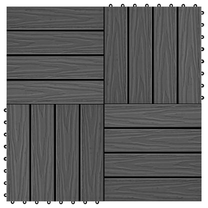 Piastrelle per Decking 11 pz Goffrature WPC 30x30 cm 1 mq Nero