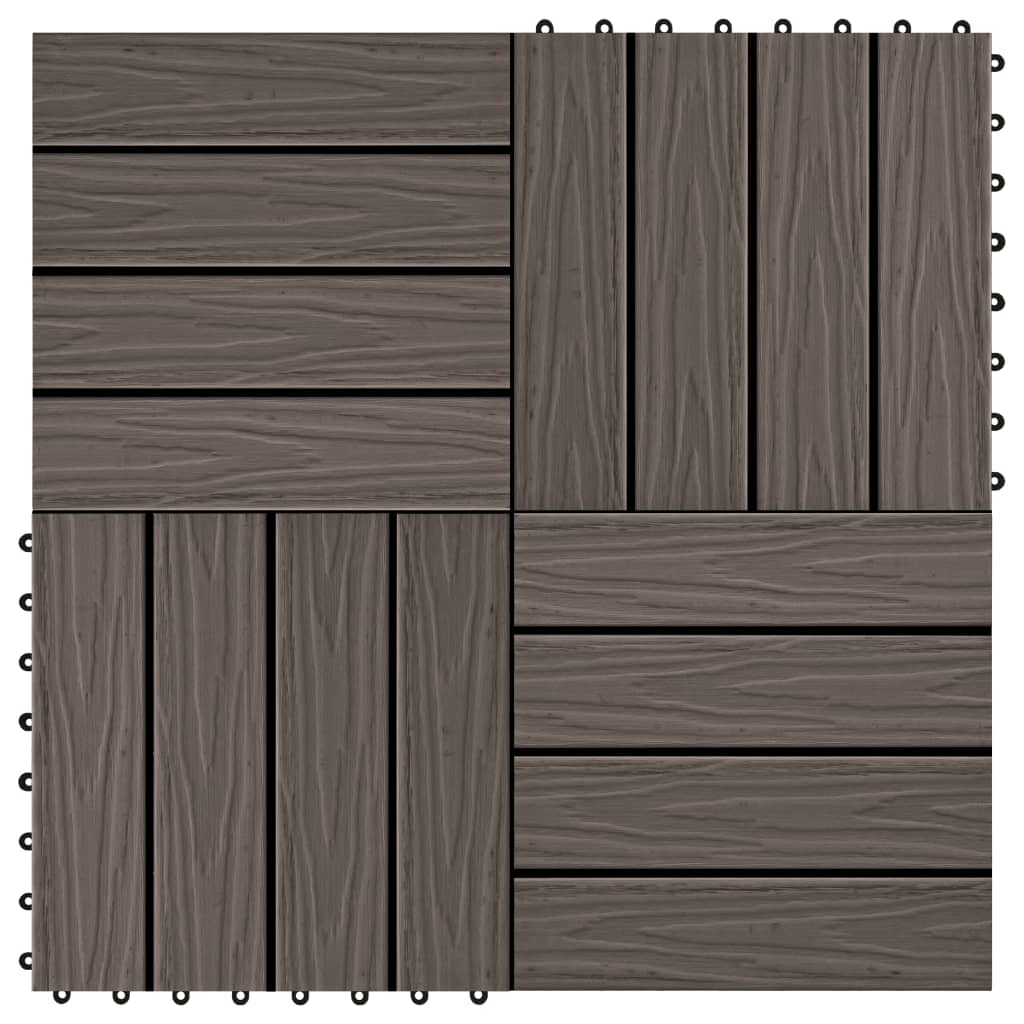 Piastrelle 11 pz Goffrature WPC 30x30 cm 1 mq Marrone Scuro