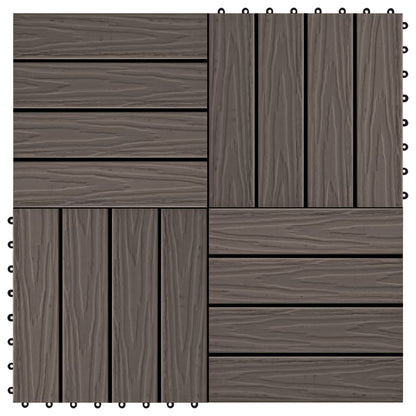 Piastrelle 11 pz Goffrature WPC 30x30 cm 1 mq Marrone Scuro