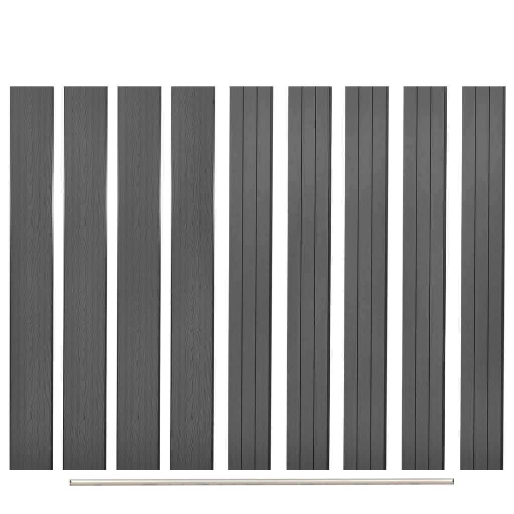 Pannelli di Ricambio per Recinzione 9 pz in WPC 170 cm Grigi