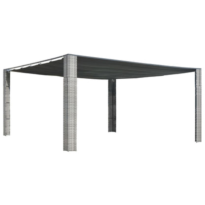 Gazebo Tetto Mobile Polyrattan 400x400x200cm Grigio e Antracite