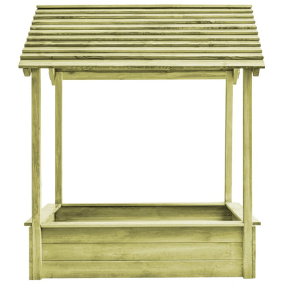 Casetta da Giardino con Sabbiera 128x120x145cm in Legno di Pino