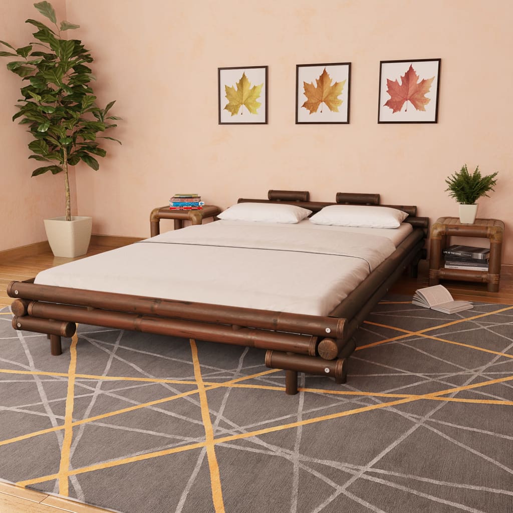 Giroletto senza Materasso Marrone Scuro Bambù 140x200 cm