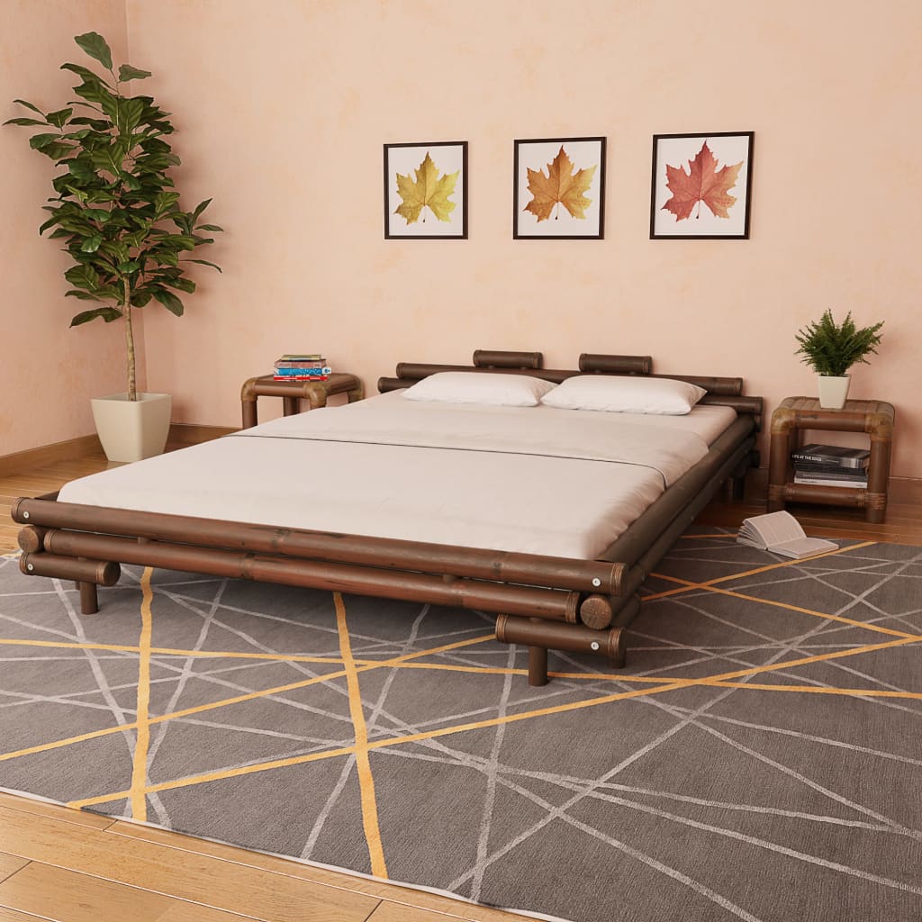 Giroletto senza Materasso Marrone Scuro Bambù 160x200 cm