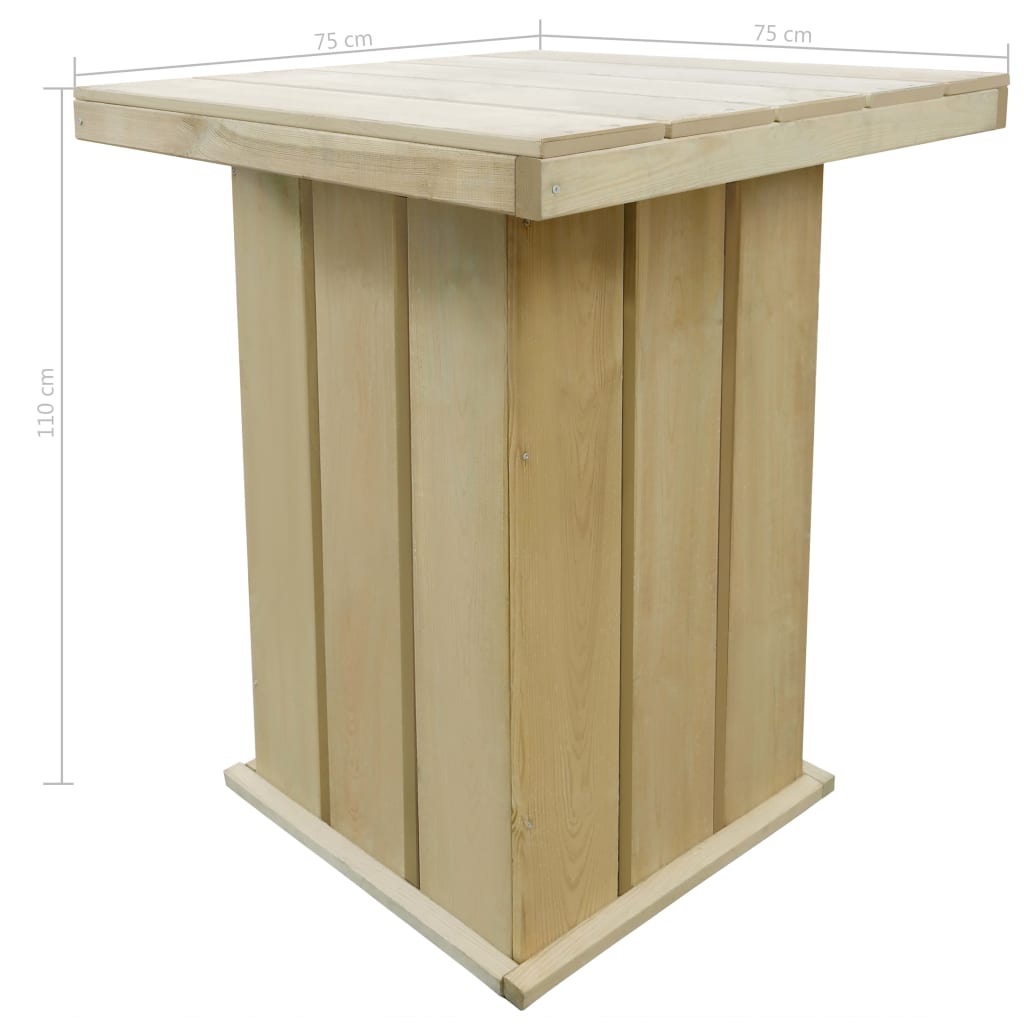 Tavolo da Bar Esterno 75x75x110cm Legno di Pino Impregnato