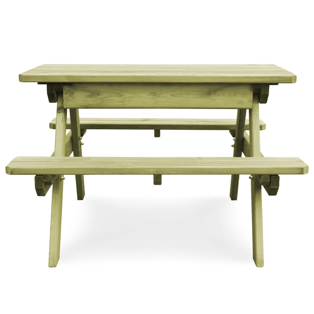 Tavolo da Picnic per Bambini con Panche 90x90x58 cm in Pino