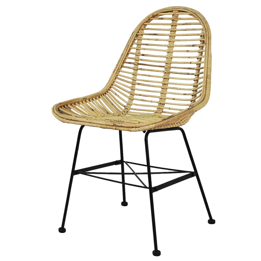 Sedie da Pranzo Set 6 pz in Rattan Naturale