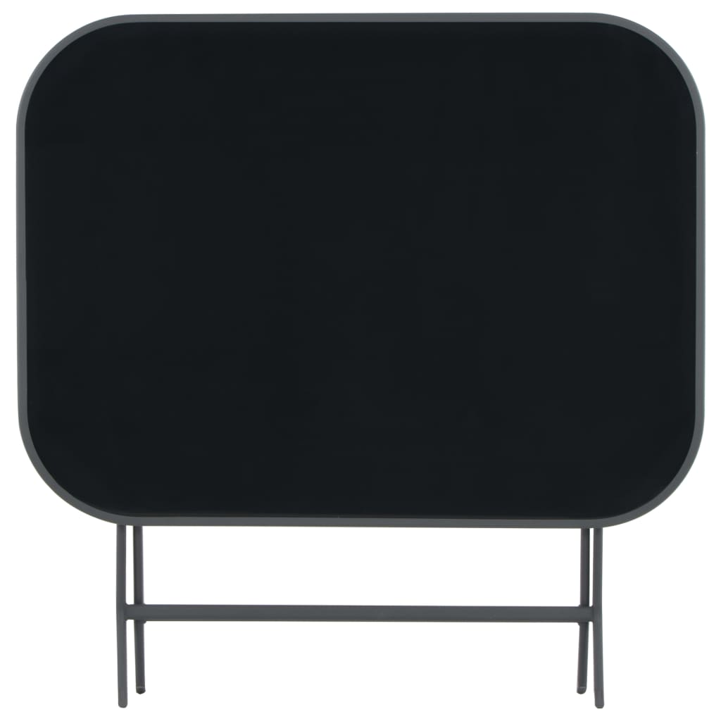 Tavolo Giardino Pieghevole Grigio 100x75x72 cm Vetro e Acciaio