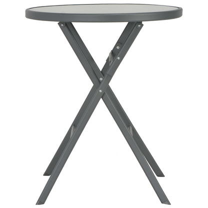Tavolo da Bistrot Pieghevole Grigio 60x70cm in Vetro e Acciaio